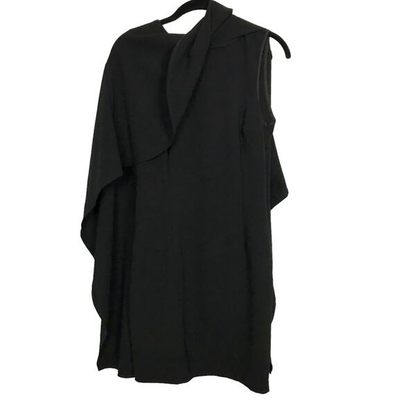 Lulus Backless Flowy Capelet Overlay Black Bodycon Party Dress, Size XS (EUC) - Picture 5 of 8